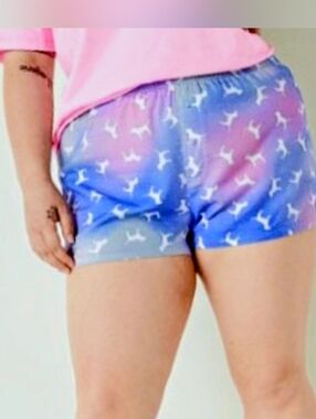 PINK Victoria's Secret Ombre Blue-Purple Pink Dog Print Sleep Shorts